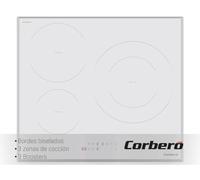 Corberó CCIM3720W Plaque à induction 3 zones Puissance 7 200 W Contrôle tactile 3 boosters Grande zone 30 cm Minuterie 99 min Arrêt automatique de sécurité Blanc