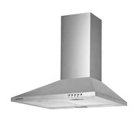 Corberó - Hotte aspirante pyramide 60 cm | TEIDE636X | 375,4 m3/h | 57 dB | 36,5 W | 3 vitesses | Contrôle par bouton poussoir | 2 filtres en aluminium + filtre à charbon | Inox