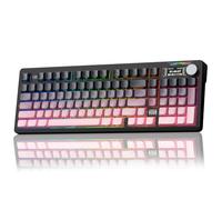 CORBOBO LINGBAO K98 Clavier mécanique sans fil, avec écran et bouton, clavier de jeu RVB, trimode BT5.0/2,4 GHz/USB-C, montage par joint d'étanchéité, commutateurs linéaires remplaçables à chaud