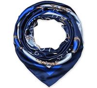 corciova Écharpe carrée en satin soyeux 88,9 x 88,9 cm, écharpe imprimée chaîne bleu marine pour femme, écharpe pour cheveux, bandana, accessoire pour sac à main