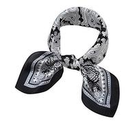 corciova Foulard carré 100% soie de mûrier véritable pour femme 53,3 x 53,3 cm - Noir - S