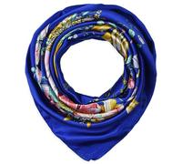 corciova Grand foulard carré en satin pour femme - 89,9 x 89,9 cm - Toucher soyeux - Protection de nuit - Bandana tendance et foulard, 801 Fleurs Colorées Bleues, 1 pièce