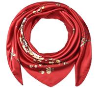 corciova Grand foulard carré pour femme - 89,9 x 89,9 cm - En soie - Cheveux bouclés - Pour dormir la nuit, 682 Red Floral, 1 pièce