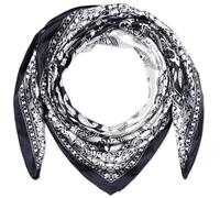 Corciova Grande écharpe carrée en soie pour femme 35 cm - Noir - Large