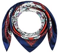 corciova Lot de 35 grandes écharpes carrées en satin pour femme Motif floral Bleu/rouge