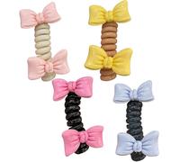 Cord Hair Ties, Elastic Headband, Telephone Hair Bands, No Damage Ponytail Holders, Cute Bow Design, Daily Travel Workout Dance Use, 8cm/3.15 Inches Long, Multicolor, 4 Pieces