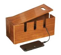 Cord Hider Box - Pine 30.5x14x13.5cm 12.01x5.51x5.31in Cable Management Storage Organizer | Outlet Hider Wire Concealer Extension Cord Protector Box | For Living Room Bedroom Office Desk Cable
