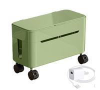 Cord Management Box - Wheeled Cable Organizer, Multi-Port Wire Storage, Hidden Charger Station for Gaming Setup TV Stand Computer Desk, Tech Organizer, 12.8x6.1x6.89 Inches