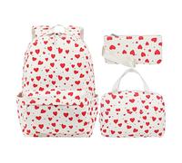 Cord Rucksack Damen Mädchen - 3-teiliges Set mit Brotdose & Federmäppchen | Schulrucksack für Kinder, Teenager & Erwachsene | Leichter Tagesrucksack für Schule, , Reise, Camping, Sport & Freizeit, A
