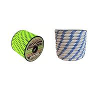 Cordamarket 10 mm Corde drisse Mixte, Vert Fluo, 25mts & 10 mm Corde drisse Mixte, Blanche, 25mts