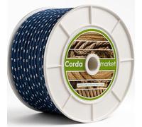 Cordamarket Corde Nautique tressée en Coton et Polyester Haute ténacité pour Bateau, auvents et projets Techniques, Unisexe, Bleu/Blanc, 6 mm x 200 m