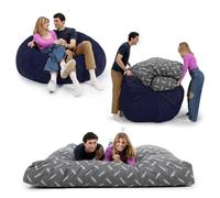 CordaRoy's Pouf poire en peluche - Fauteuil et lit convertible - Housse en tissu peluche lavable en machine - Pour sous-sol, salon, salle de jeux, dortoir et plus encore - Grand lit - Indigo
