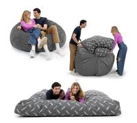 CordaRoy's Pouf poire en peluche - Fauteuil et lit convertibles - Housse en tissu peluche lavable en machine - Pour sous-sol, salon, salle de jeux, dortoir et plus encore - Grand lit - Gris