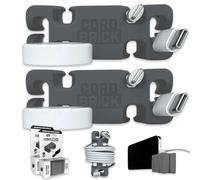 CordBrick Stocking Stuffers for Adults Cord Management Weighted Cord Holder Cable Wrap Phone Stand - Multi-usage Gadget Organizer for Nightstand Desk Gift for Men, Durable Silicone, 2pk Gray