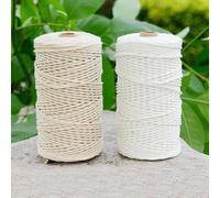 Corde 100 % Coton 200 M ¿ Beige Et Blanc, 1 Mm, 2 Mm, 3 Mm Pour Travaux Manuels, Tentures Murales, Tapisseries Et Attrape-Rêves