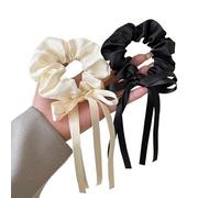 Corde à cheveux avec nœud noir et blanc - Long pompon - Élastiques à cheveux - Accessoires pour cheveux - Accessoires pour cheveux (ensemble mixte)