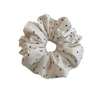 Corde à cheveux élégante avec nœud en tissu noir et gris pour femme, queue de cheval haute, tendance (beige)