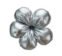 Corde à cheveux remplie d'éponge à cinq pétales, bande élastique en satin brillant, élastique à cheveux doux pour chignon poignet sac décoration cadeau femme cadeau argent