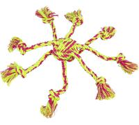 Corde à jouer avec boule tressée, coton/polyester ø 7 cm lime/rose