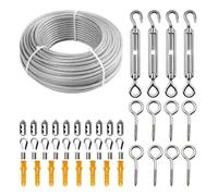 Corde à linge de Camping, kit corde camping, tendeur, câble métallique en acier inoxydable, 2mm, 51 accessoires Idéal pour corde à linge, Treillis et Projets DIY(30M)