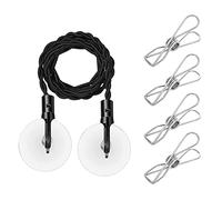 Corde à Linge de Voyage 1pc, 4 Pinces en Acier Inoxydable, Corde à Linge rétractable, Longe à Linge Portable avec Crochet et Ventouse, Convient pour Les Voyages, Le Camping en Plein air (Noir)