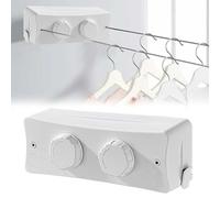 Corde à Linge Rétractable 2 x 5.1M, Fil a Linge Retractable Mural Extérieur | Étendage Linge Cable, Aucun Perçage Requis, Gain de Place, Étendoir Linge Interieur Mural, Peut Contenir 20 Kg, Blanc