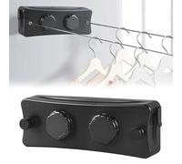 Corde à Linge Rétractable 2 x 5m Ligne de Lavage Extensible en Acier Inoxydable, Fil a Linge Retractable pour Intérieur et Extérieur, pour Chambre à Coucher Salle de Bain Balcon Jardin Fixation Murale