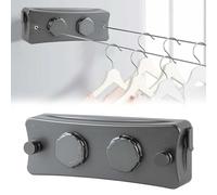 Corde à Linge Rétractable 2 x 5m Ligne de Lavage Extensible en Acier Inoxydable, Fil a Linge Retractable pour Intérieur et Extérieur, pour Chambre à Coucher Salle de Bain Balcon Jardin Fixation Murale