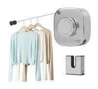 Corde à Linge Rétractable,4M Acier Inoxydable Fil a Linge Retractable pour Intérieur et Extérieur,Étendoir Mural Fil à Linge Sèche Linge Mural pour Salle De Bain,Sécher Les Couettes (Argent)