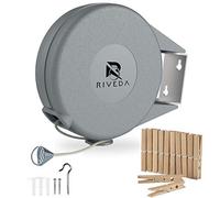 Corde à Linge rétractable - Corde à Linge rétractable Portable Robuste pour intérieur et extérieur - Corde à Linge rétractable en PVC avec Support Mural pour Suspendre Le Linge Humide et Sec -