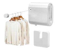 Corde à Linge Rétractable en Inoxydable 304, 4.2M Étendoir à Linge Rétractable pour Intérieur, Anti-Affaissement, Fil a Linge Extérieur Retractable pour Balcon,Salle de Bain, Fixation Murale (Blanc)