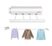 Corde a Linge Retractable, étendage à Linge Mural Fil a Linge Retractable Etendoir Linge Interieur Mural Séchoir à Linge Mural Rétractable avec 4 Fils de 3,2 mètres