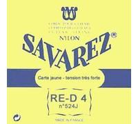 Corde à l'unité - SAVAREZ - Carte jaune 524 J - Ré 4 - Nylon multibrins - Cuivre plaqué Argent