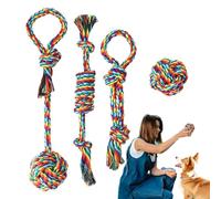 Corde à mâcher agressive pour chien - 310 g - Jouet à tirer interactif pour nettoyer les dents | Lot de 4 jouets colorés indestructibles pour chiens de grande race pour soulager l'ennui jeu