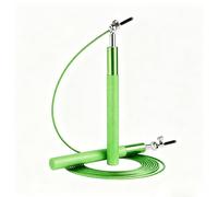 Corde à sauter de vitesse avec roulement à billes à 360°, poignée en alliage d'aluminium, câble en fil d'acier réglable, 120 g, légère, pour CrossFit, double Unders, MMA, fitness (vert)