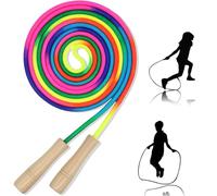 Corde a Sauter Enfant,500cm Bois Réglable Poignée Antidérapantes Corde De Coton Colorée Jump Rop,Idéal comme cadeau Pour Garçon Fille