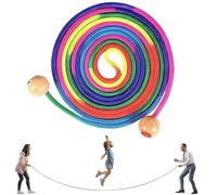 Corde À Sauter Enfant - Longue Corde Arc-en- | Double Dutch 5 M Avec Poignées Bois | Jouet Ajustable Pour Plusieurs Personnes, Adapté École, Cour Récréation, Intérieur, Extérieur, Fête