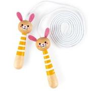 Janod - Wooden Rabbit Skipping Rope - Adjustable Size - From 3 Years Old, J03197, Yellow Pink