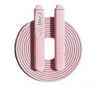 Corde à sauter lestée 2 en 1 avec compteur intelligent sauts dans des intervalles de 60 s et poignées antidérapantes en caoutchouc pour l'entraînement (A-rose)
