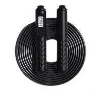 Corde à sauter lestée avec compteur intelligent pour comptage des sauts d'intervalles des 60 s et poignées antidérapantes, corde de fitness 2 en 1 pour cardio (A-Noir)