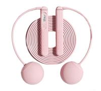 Corde à sauter lestée avec compteur intelligent pour comptage des sauts d'intervalles des 60 s et poignées antidérapantes, corde de fitness 2 en 1 pour cardio (C-rose)