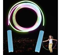 Corde à sauter lumineuse pour enfants, corde à sauter avec lumière LED pour enfants, corde à sauter réglable avec poignées antidérapantes, corde à sauter pour adultes fitness pour l'entraînement par