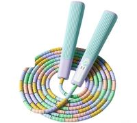 Corde à sauter perlée de 2,8 m conçue pour les enfants avec poignées texturées et profil de corde conique à faible résistance au vent (A)