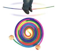 Corde à sauter pour - Corde à sauter en coton et bois - Corde à sauter de l'équipe Rainbow de 16,4 pieds réglable pour activités scolaires, terrains de jeux, entraînement
