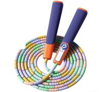 Corde à sauter pour enfants de 2,8 m avec segments perlés, poignées texturées réglables et cordon en PVC PP sans nœuds pour la pratique à sauter répétitive (B)