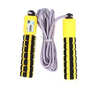 Corde à Sauter Réglable avec Compteur Électronique, Poignées en Mousse Confortables, Corde en Caoutchouc Résistante - Compteur Précis, Poignées Antidérapantes, Exercice Polyvalen (Jaune)