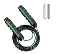 Corde à sauter réglable avec poignées en métal, design segmenté pour entraînement de vitesse, noir/vert (1 pièce)