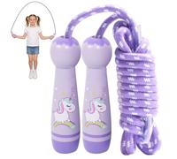 Corde à sauter réglable de 260 cm avec poignée en bois de dessin animé, corde à sauter arc-en-ciel, fitness et développement osseux, cadeau d'entraînement