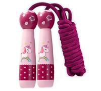 Corde à sauter réglable de 260 cm avec poignée en bois de dessin animé, corde à sauter arc-en-ciel, fitness et développement osseux, cadeau d'entraînement