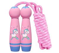 Corde à sauter réglable pour enfants - 260 cm - Avec poignée en bois de dessin animé - Arc-en-ciel - Fitness et développement osseux - Pour enfants à partir de 4 ans - Cadeau d'entraînement pour
